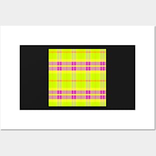 Neon Aesthetic Ossian 1 Hand Drawn Textured Plaid Pattern Posters and Art